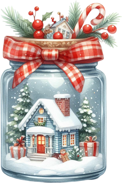 Motivtransfer 8081 Weihnachtsglas mit Dekoration
