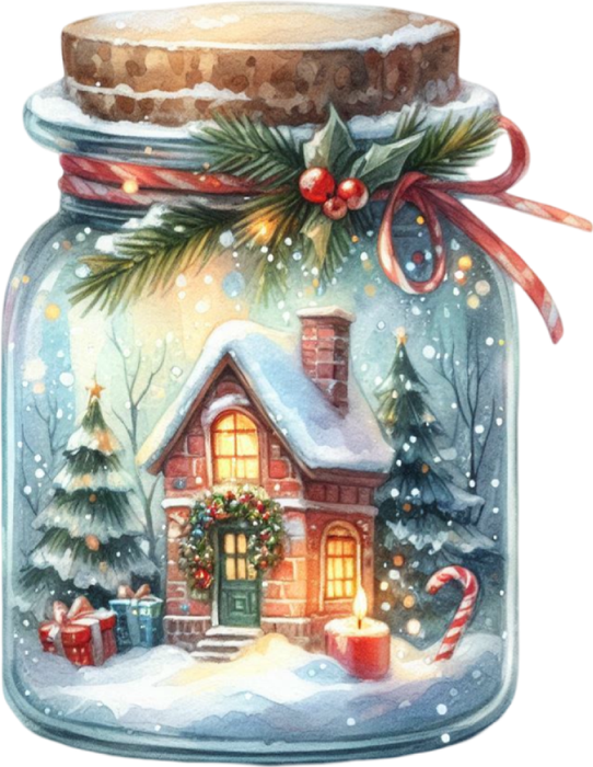 Motivtransfer 8082 Weihnachtsglas mit Dekoration