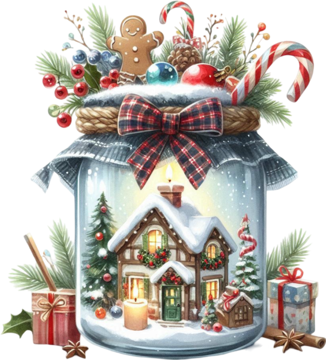 Motivtransfer 8083 Weihnachtsglas mit Dekoration