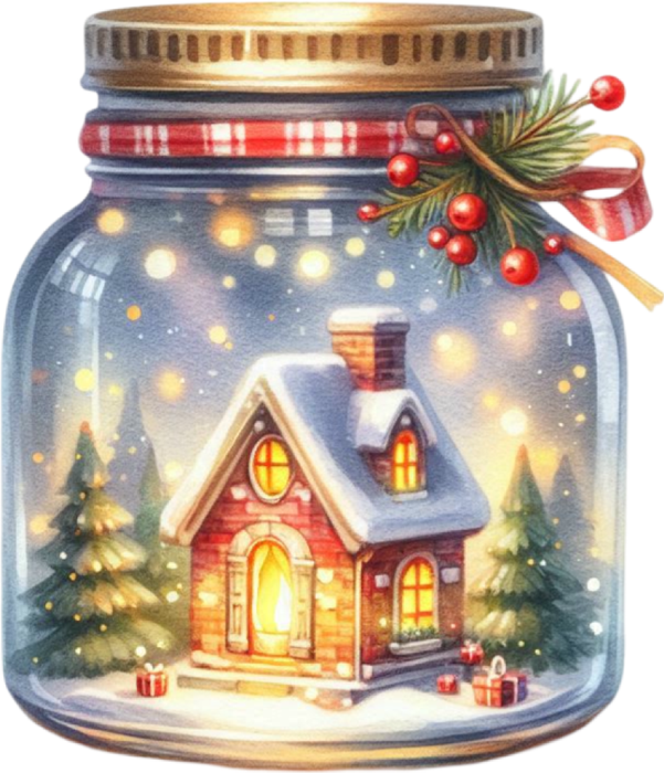 Motivtransfer 8084 Weihnachtsglas mit Dekoration