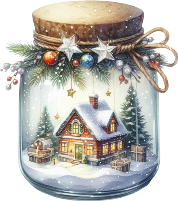 Motivtransfer 8085 Weihnachtsglas mit Dekoration