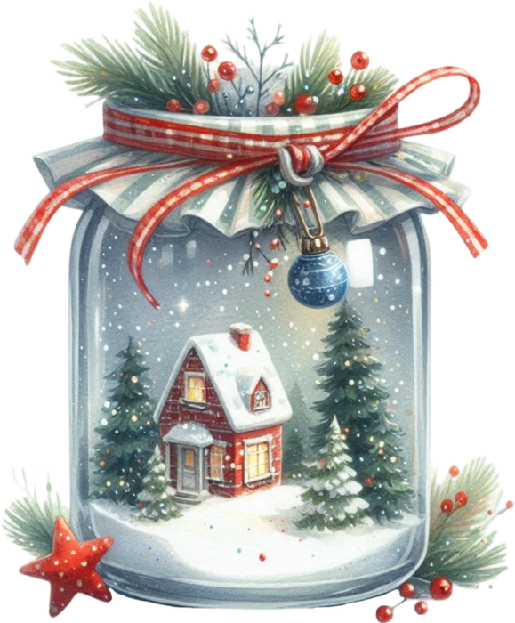Motivtransfer 8086 Weihnachtsglas mit Dekoration