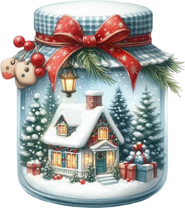 Motivtransfer 8087 Weihnachtsglas mit Dekoration