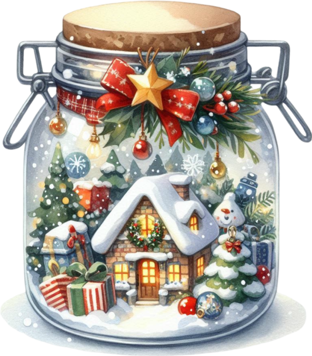 Motivtransfer 8088 Weihnachtsglas mit Dekoration