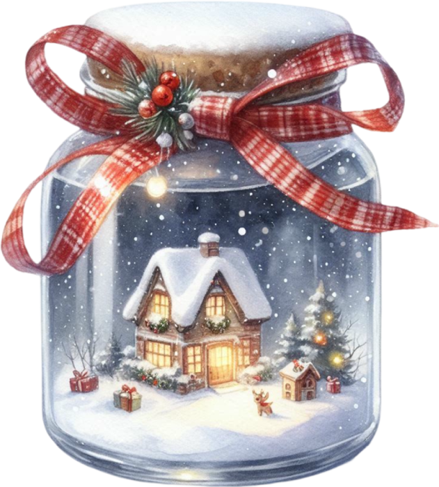 Motivtransfer 8089 Weihnachtsglas mit Dekoration