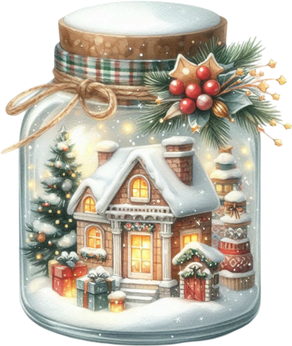 Motivtransfer 8090 Weihnachtsglas mit Dekoration