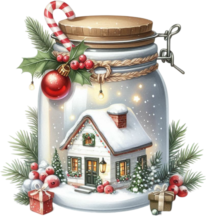 Motivtransfer 8091 Weihnachtsglas mit Dekoration