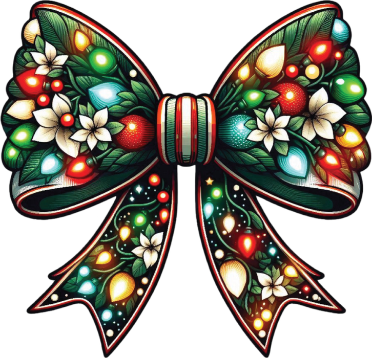 Motivtransfer 8096 Bunte Weihnachtsschleife mit Lämpchen