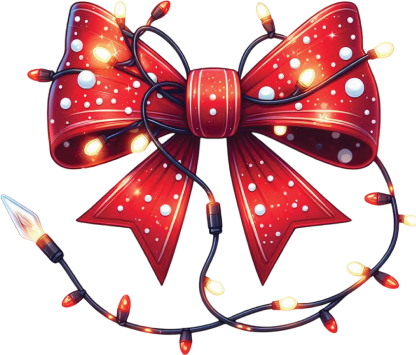 Motivtransfer 8099 Bunte Weihnachtsschleife mit Lämpchen