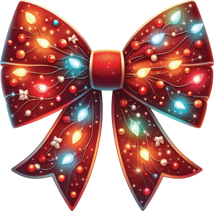 Motivtransfer 8103 Bunte Weihnachtsschleife mit Lämpchen