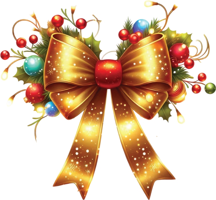 Motivtransfer 8112 Bunte Weihnachtsschleife mit Lämpchen