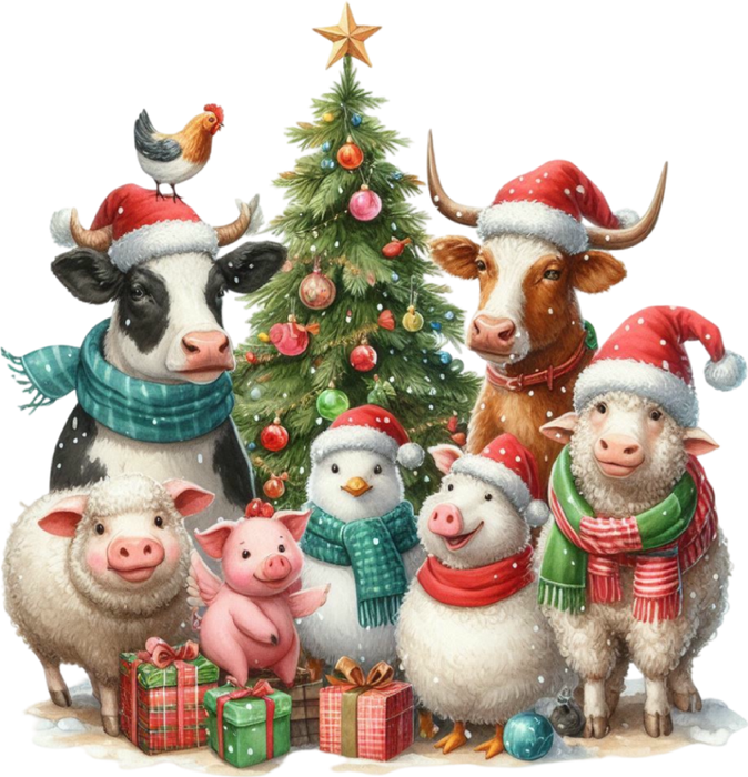 Motivtransfer 8135 Bauernhoftiere feiern Weihnachten