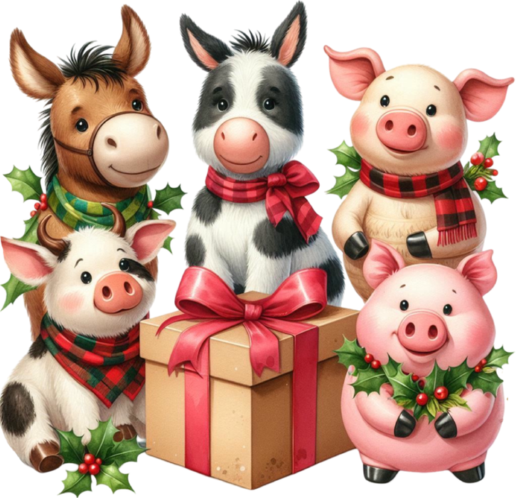 Motivtransfer 8138 Bauernhoftiere mit Geschenk