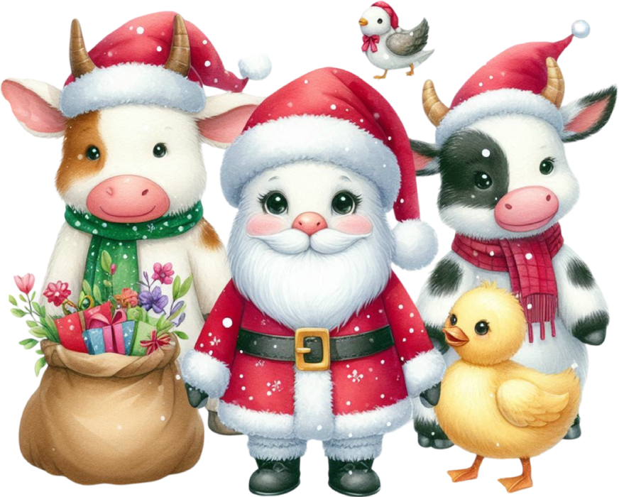 Motivtransfer 8149 Bauernhoftiere mit Santa
