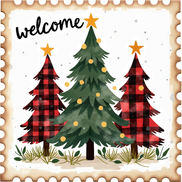 Motivtransfer 8199 Weihnachtsbriefmarke mit Tannenbäumen