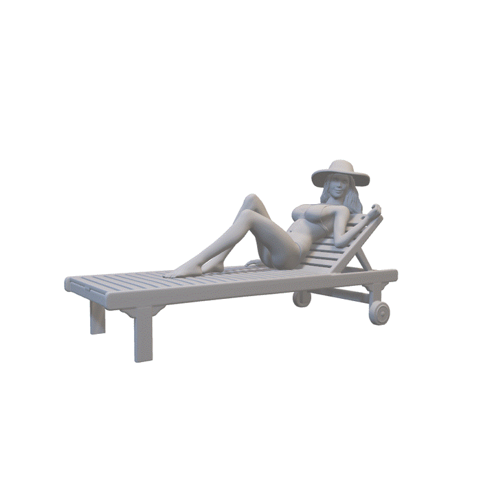 Frau auf Liege beim Sonnenbaden - (3DP-82)