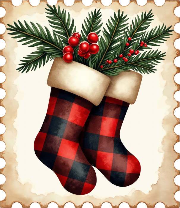 Motivtransfer 8203 Weihnachtsbriefmarke mit Stiefeln
