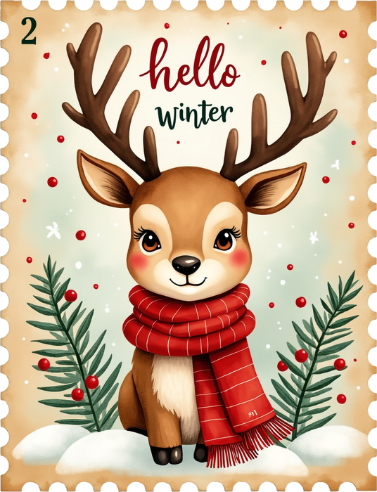 Motivtransfer 8205 Weihnachtsbriefmarke mit Reh