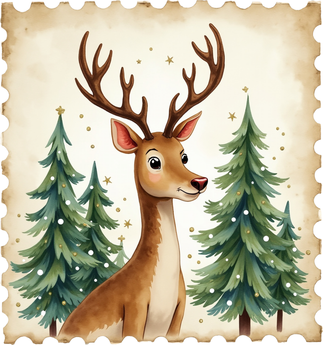 Motivtransfer 8206 Weihnachtsbriefmarke mit Reh