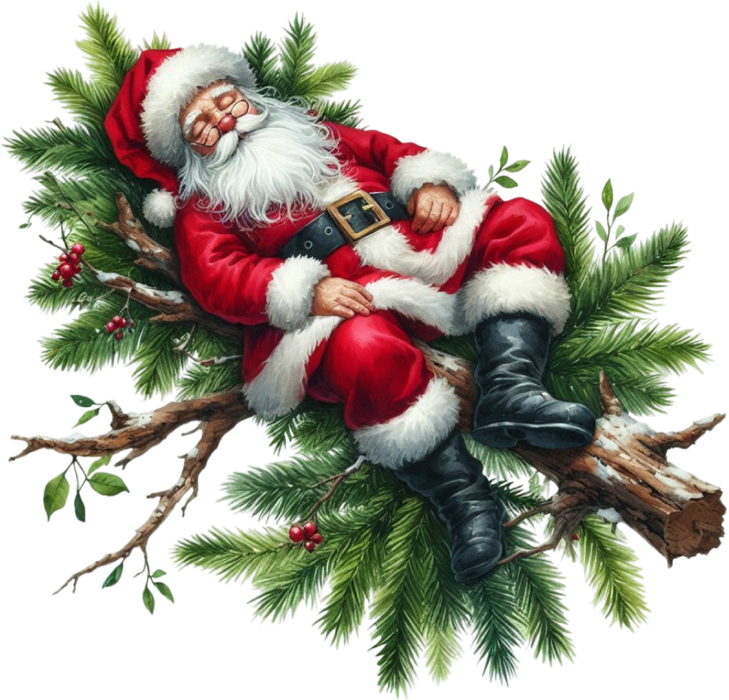 Motivtransfer 8239 Santa schläft auf einem Ast