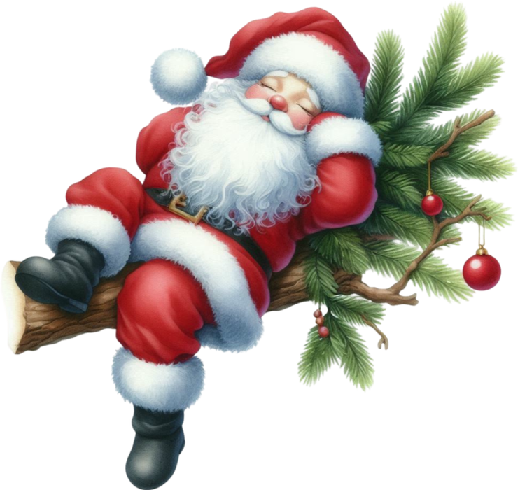 Motivtransfer 8244 Santa schläft auf einem Ast