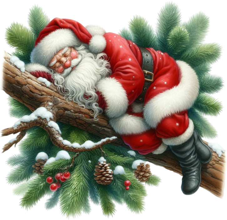 Motivtransfer 8245 Santa schläft auf einem Ast
