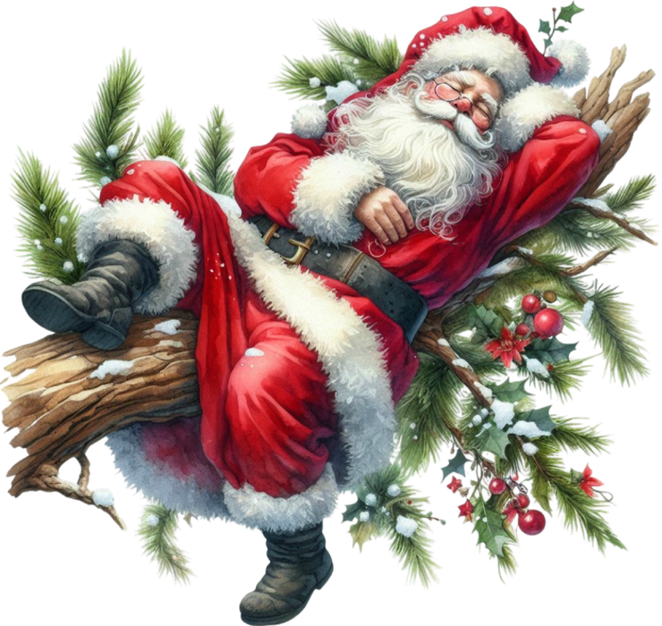 Motivtransfer 8247 Santa schläft auf einem Ast