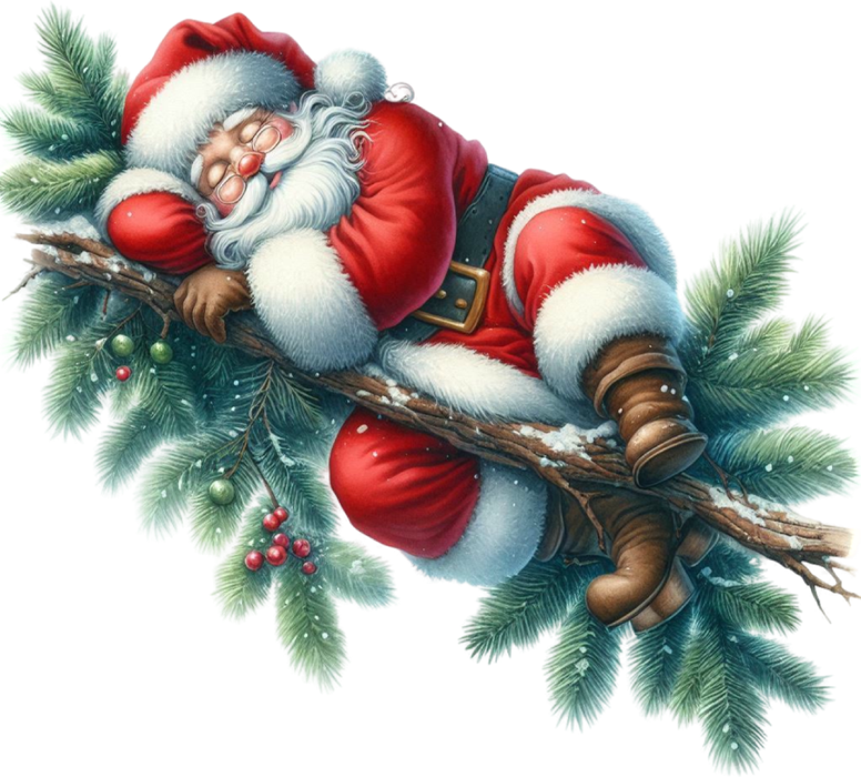 Motivtransfer 8249 Santa schläft auf einem Ast