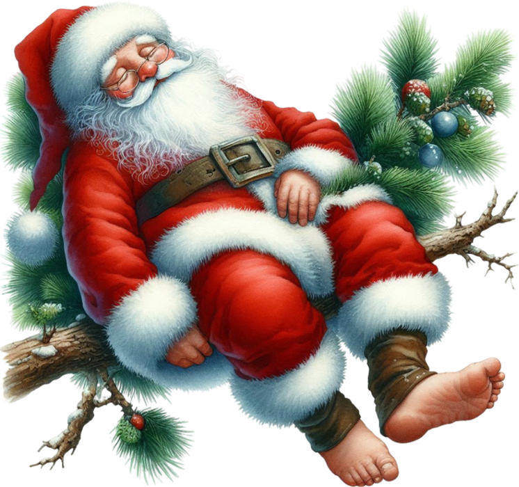 Motivtransfer 8251 Santa schläft auf einem Ast