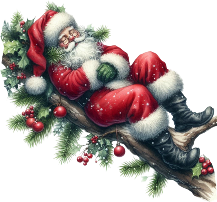 Motivtransfer 8254 Santa schläft auf einem Ast