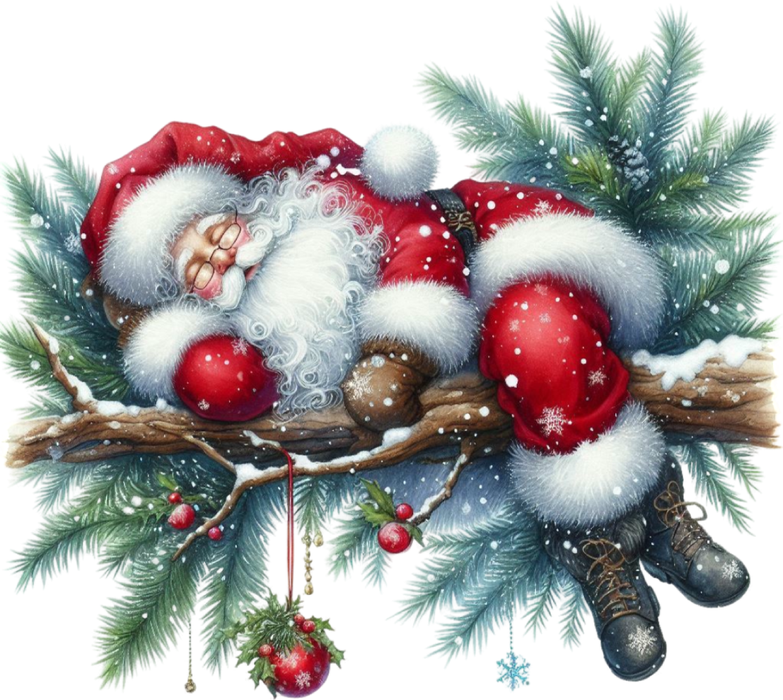 Motivtransfer 8255 Santa schläft auf einem Ast