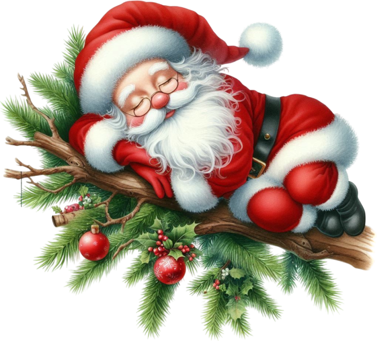 Motivtransfer 8259 Santa schläft auf einem Ast
