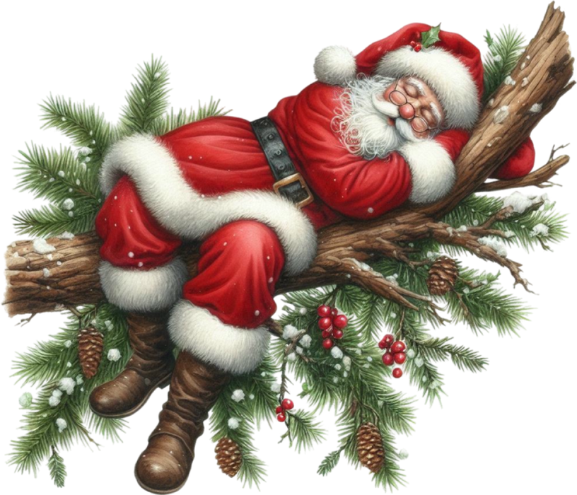 Motivtransfer 8261 Santa schläft auf einem Ast