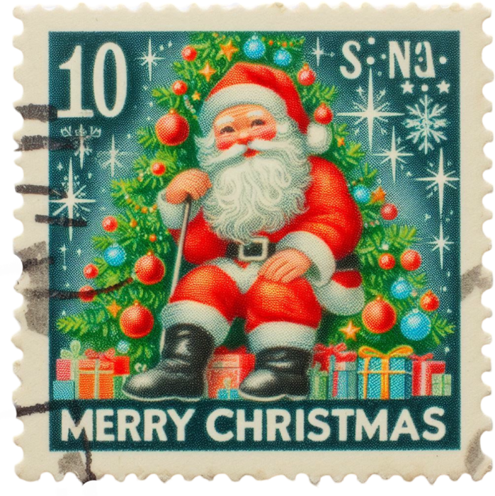 Motivtransfer 8263 Weihnachtsbriefmarke Santa Merry Christmas