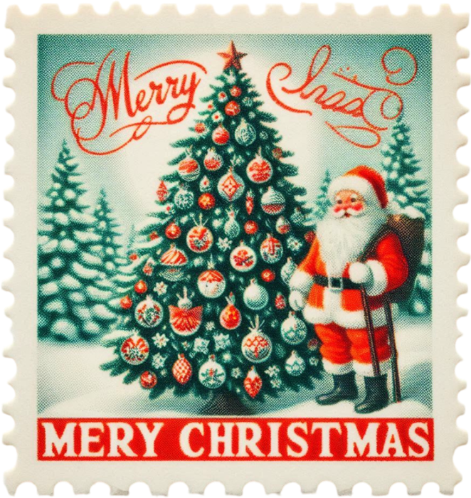 Motivtransfer 8264 Weihnachtsbriefmarke Santa Merry Christmas