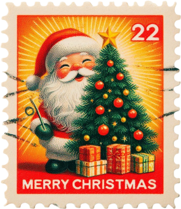 Motivtransfer 8267 Weihnachtsbriefmarke Santa Merry Christmas