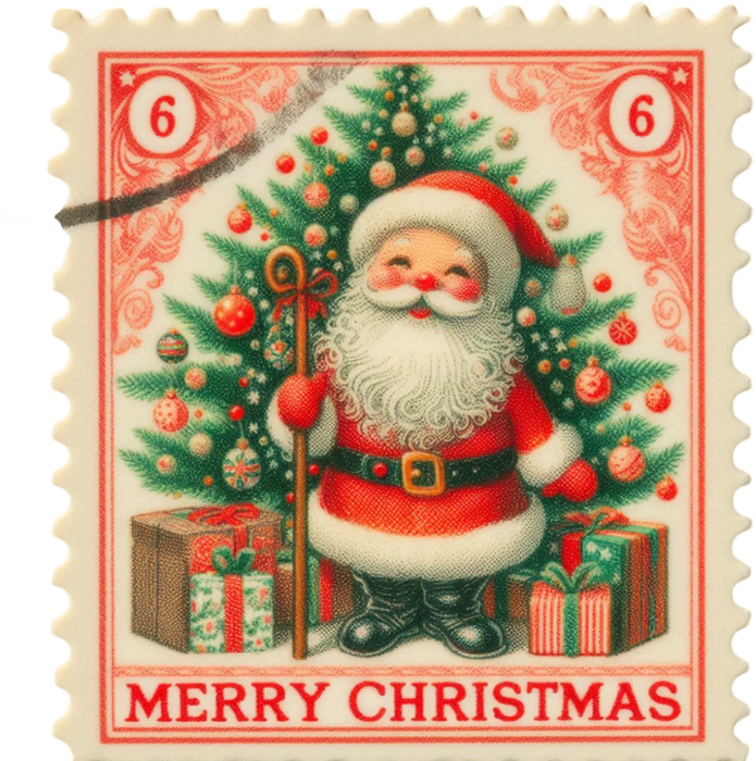 Motivtransfer 8269 Weihnachtsbriefmarke Santa Merry Christmas