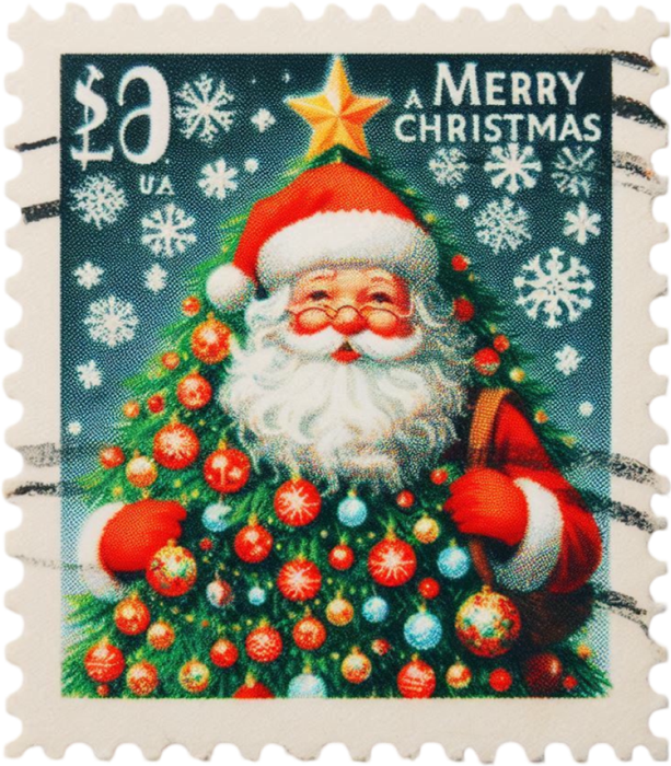 Motivtransfer 8273 Weihnachtsbriefmarke Santa Merry Christmas