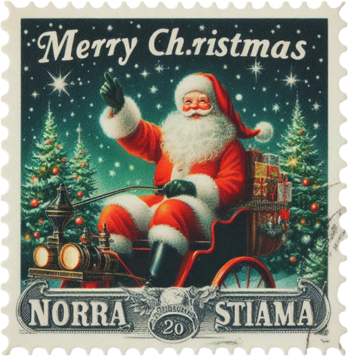 Motivtransfer 8274 Weihnachtsbriefmarke Santa Merry Christmas