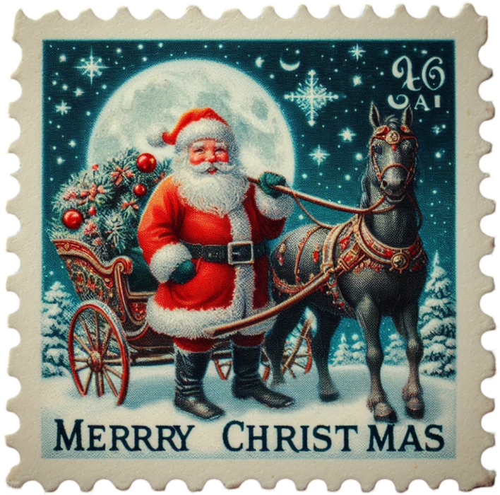 Motivtransfer 8276 Weihnachtsbriefmarke Santa Merry Christmas