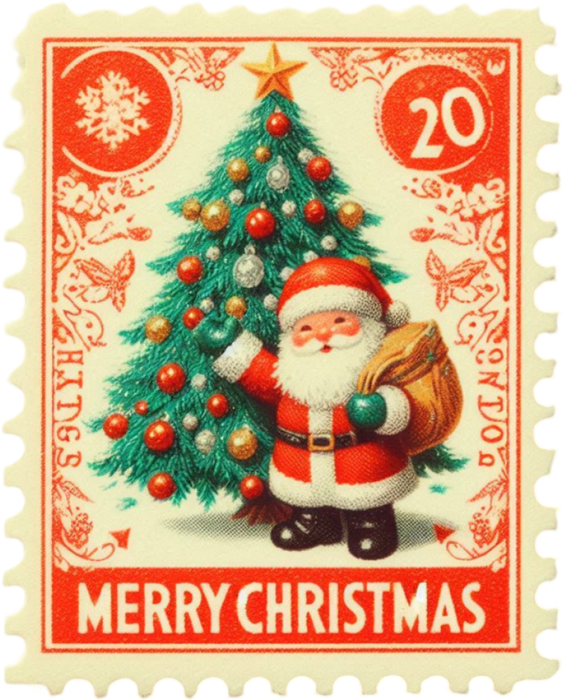 Motivtransfer 8277 Weihnachtsbriefmarke Santa Merry Christmas