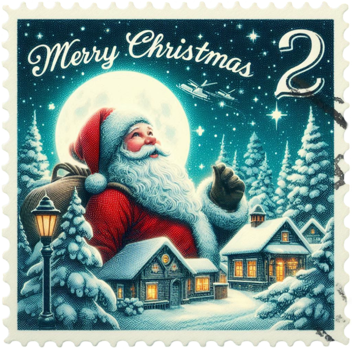 Motivtransfer 8278 Weihnachtsbriefmarke Santa Merry Christmas