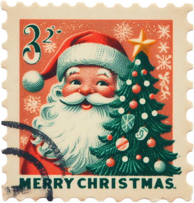Motivtransfer 8280 Weihnachtsbriefmarke Santa Merry Christmas