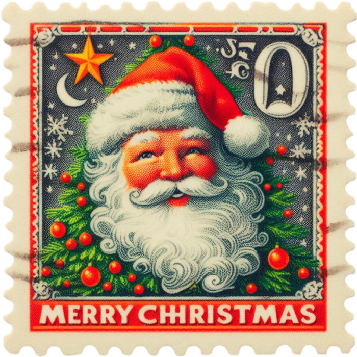 Motivtransfer 8283 Weihnachtsbriefmarke Santa Merry Christmas