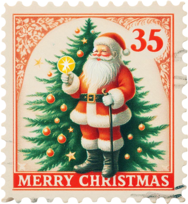 Motivtransfer 8284 Weihnachtsbriefmarke Santa Merry Christmas