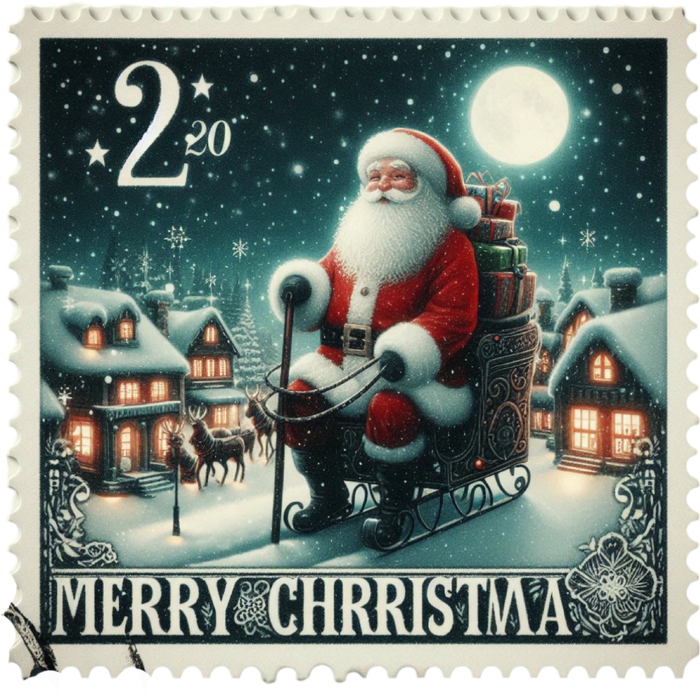 Motivtransfer 8285 Weihnachtsbriefmarke Santa Merry Christmas