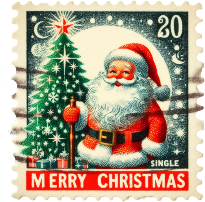 Motivtransfer 8287 Weihnachtsbriefmarke Santa Merry Christmas