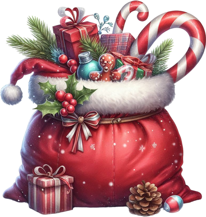 Motivtransfer 8298 Santa neben den Geschenken
