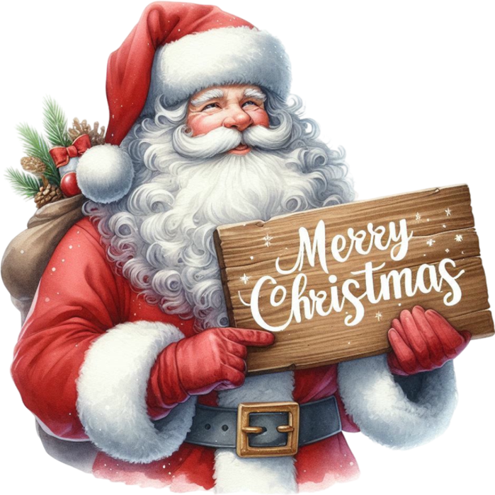 Motivtransfer 8313 Santa mit Schild Merry Christmas