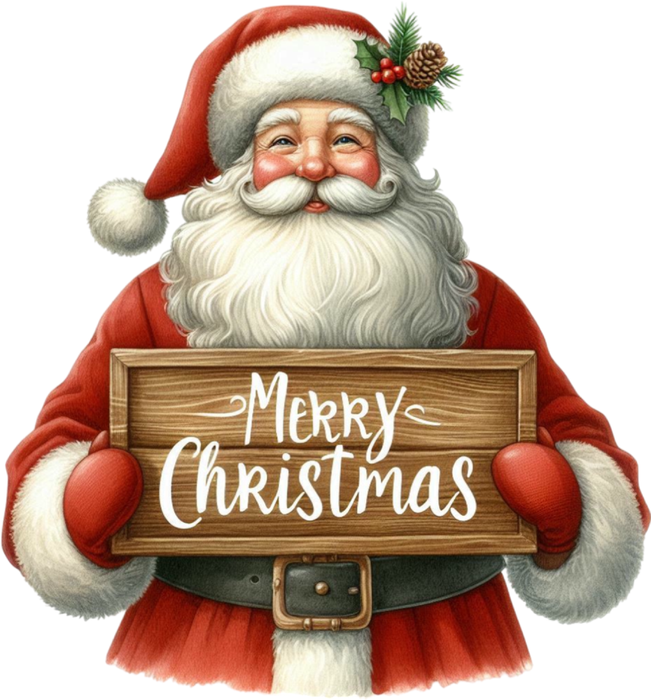 Motivtransfer 8315 Santa mit Schild Merry Christmas